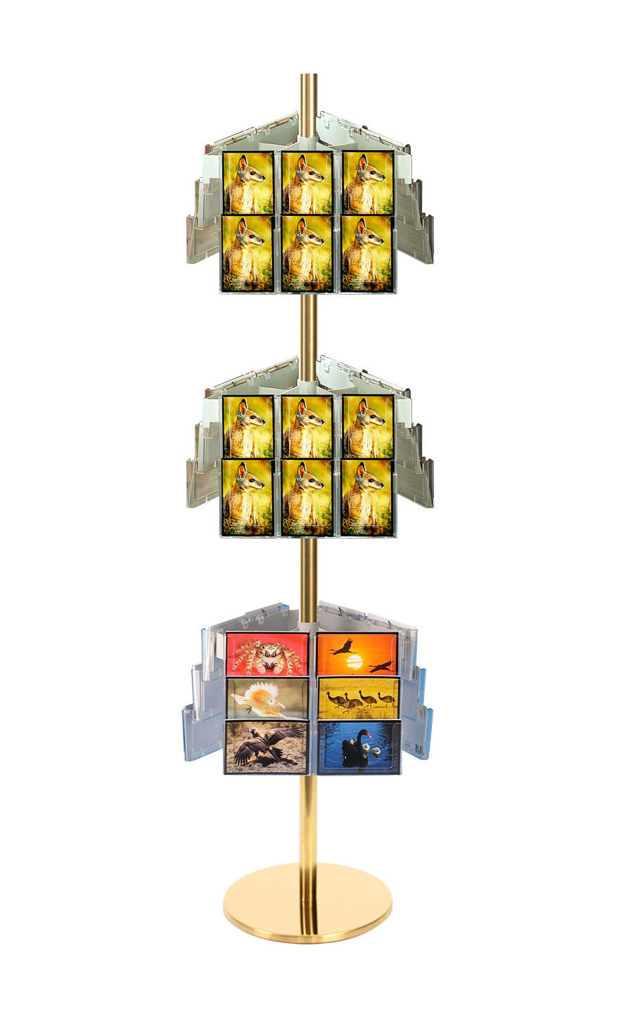 Gold  Carousel Holds 36 Portrait and 27 Horizontal Post Card Holders