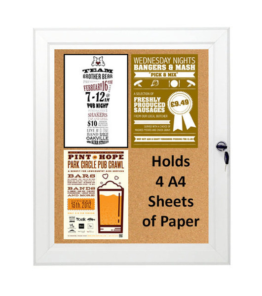 Cork Board Lockable & Water Resistant Holds 4 x A4
