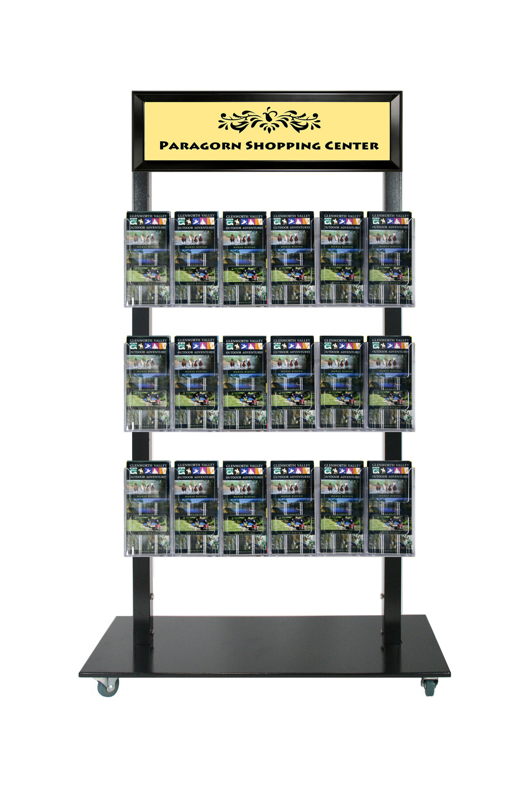 Black Mall Stand - Snap Header with 18 DL Brochure Holders