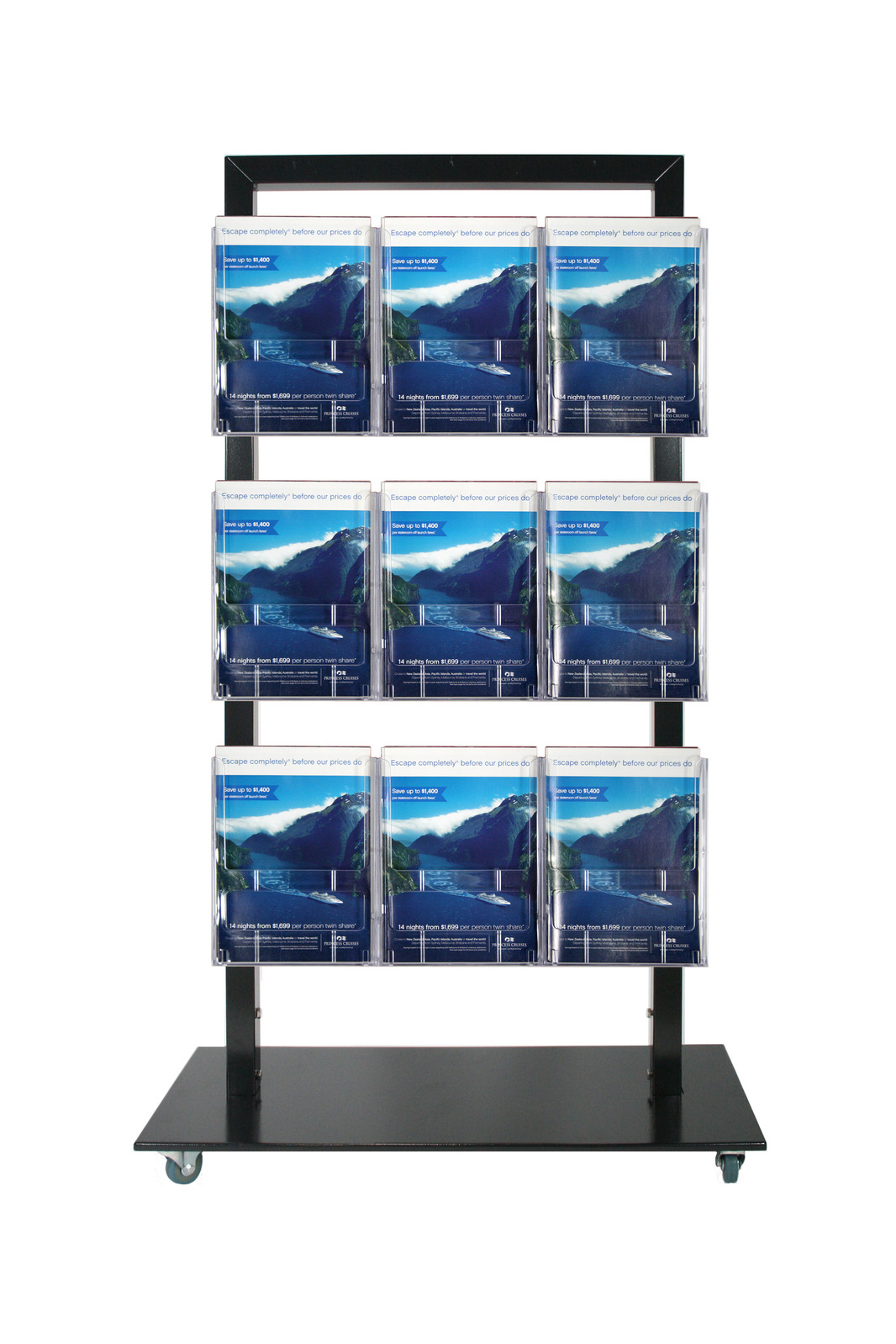 Black Mall Stand - 9 A4 Brochure Holders