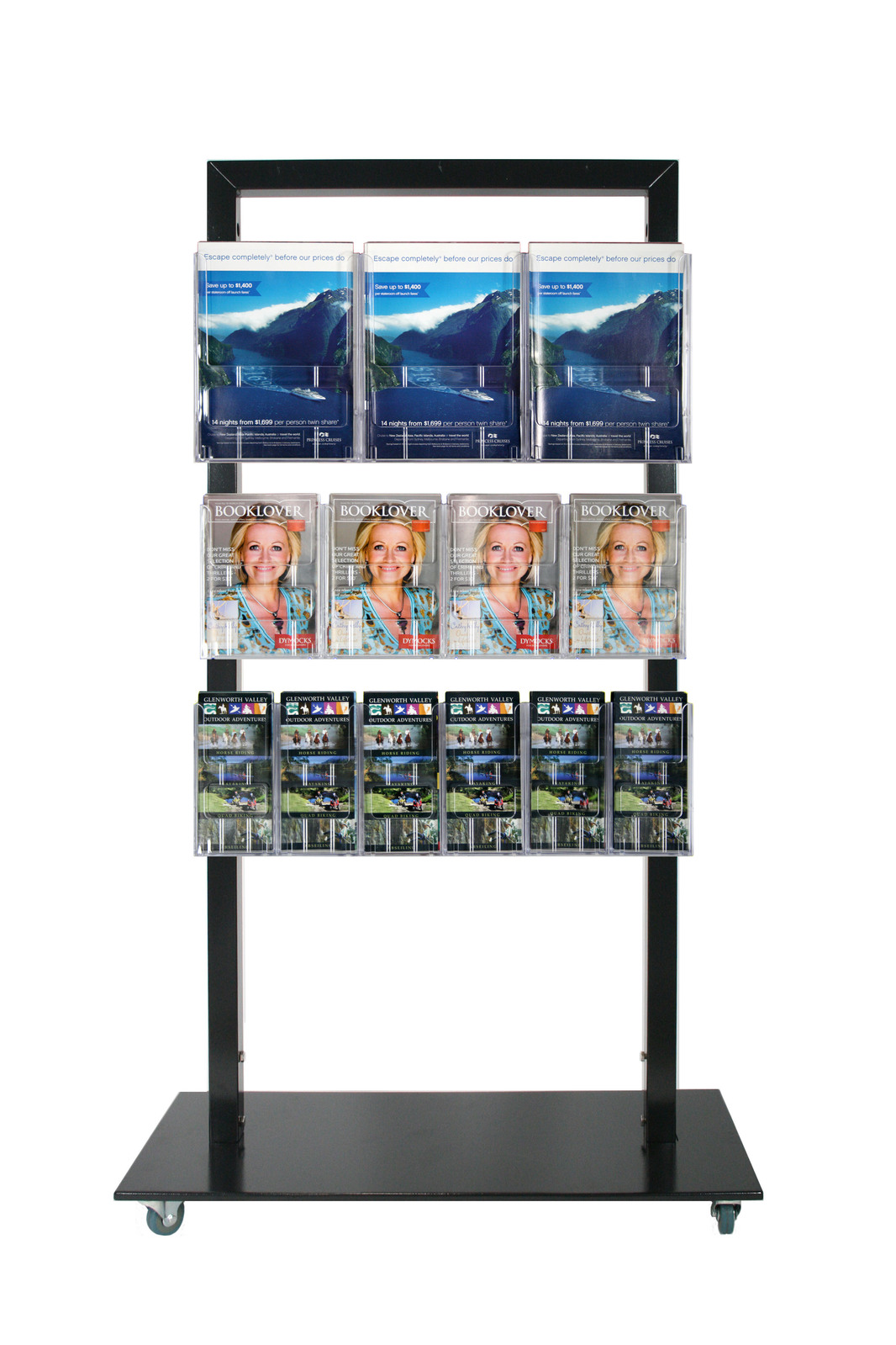 Black Mall Stand - with 3 A4, 4 A5 and 6 DL Brochure Holders
