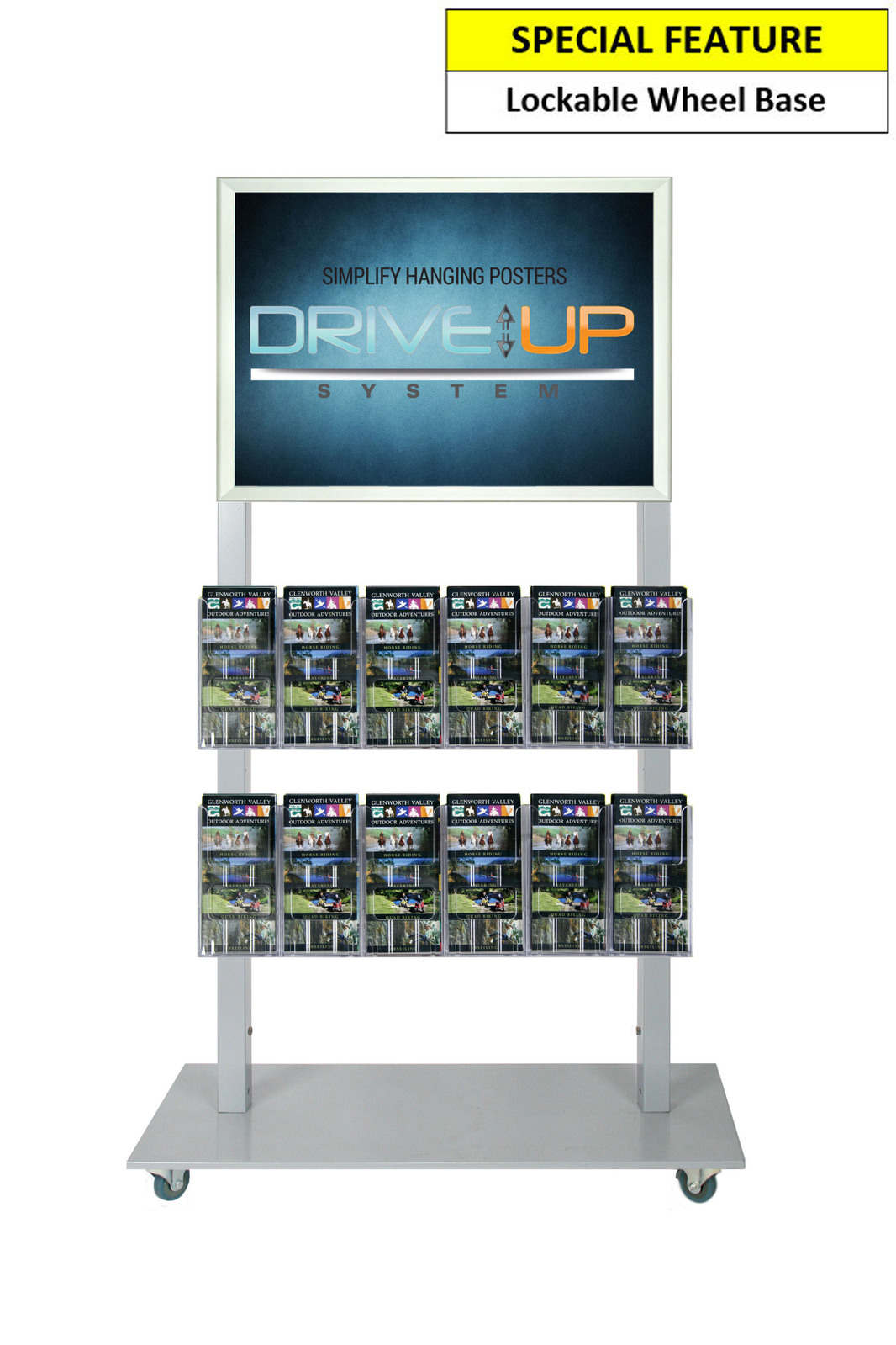 Silver Mall  Stand - A2 Snap Frame and 12 DL Brochure Holders