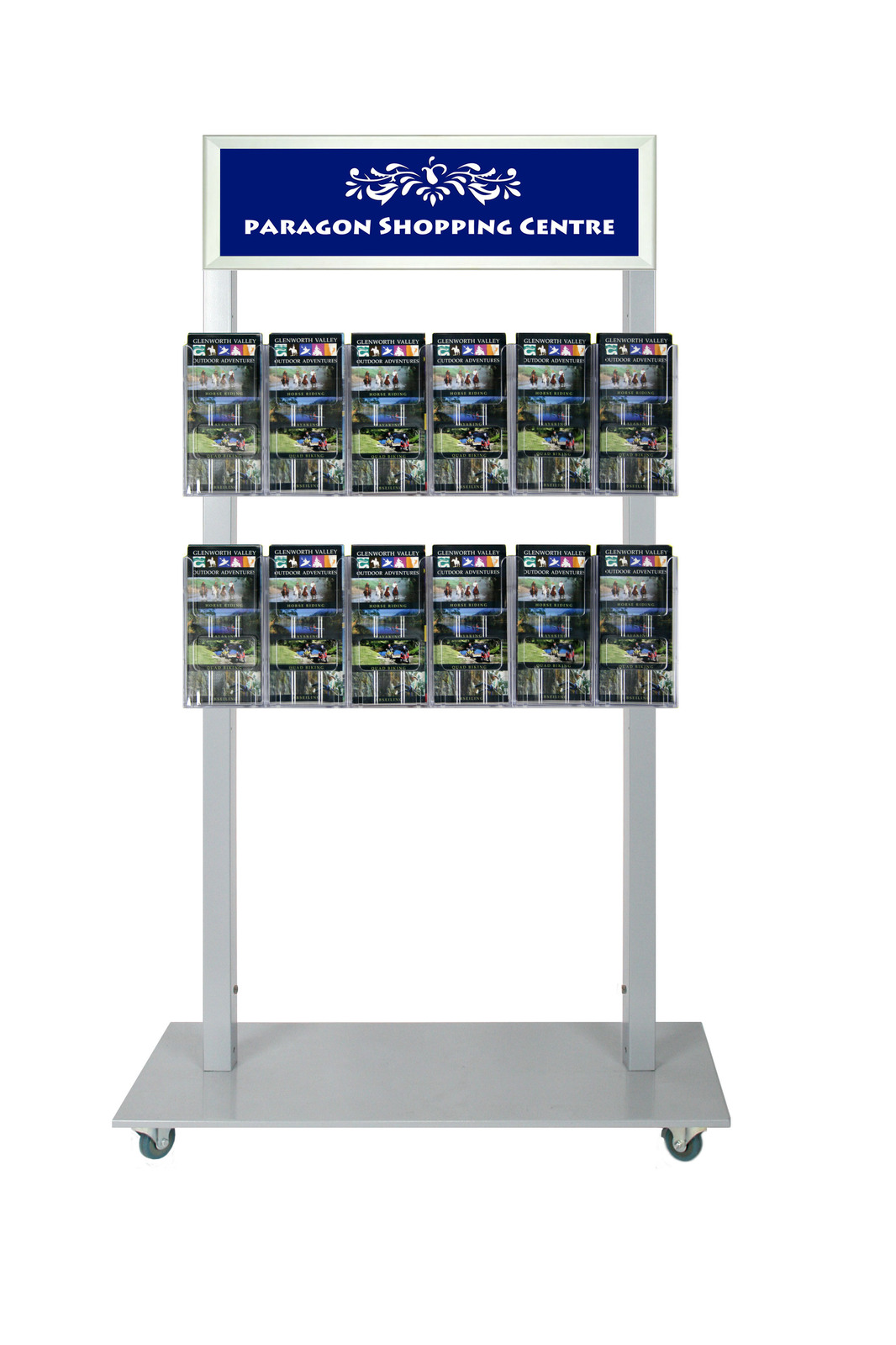 Silver Mall  Stand - Snap Header with 12 DL Brochure Holders 