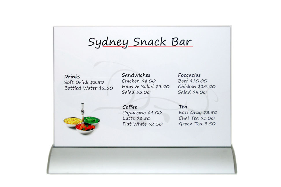 A4 Landscape Aluminium Menu Sign Holders